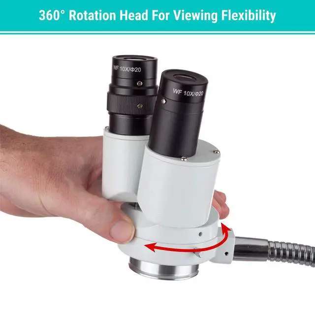 Alt view image 4 of 5 - SE508 8X Magnification Binocular Stereo Microscope w/ 360 Revolve | Flexible Gooseneck Design