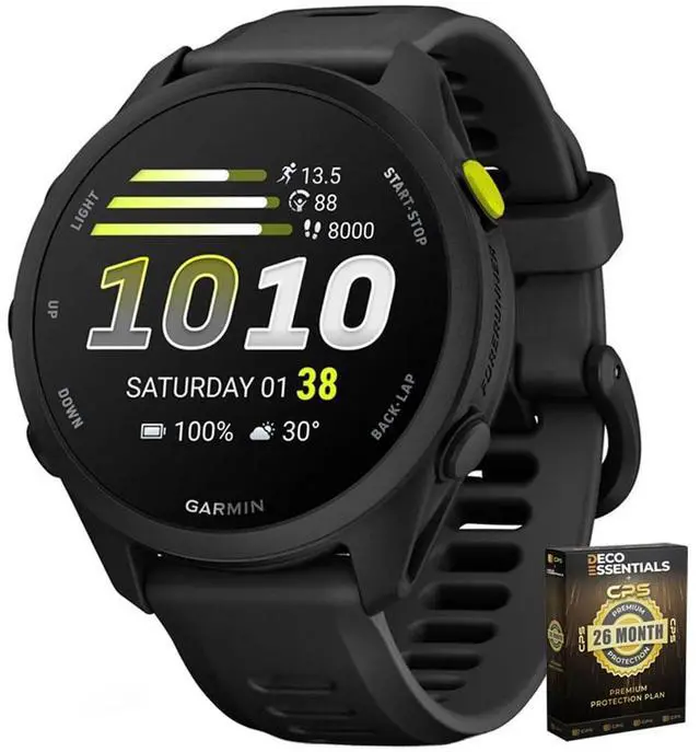 Main image of Forerunner 70, 1.2" AMOLED GPS Running Watch, Training Readiness, 13-Day Battery, Black, 010-04307-00 w/Deco Essentials 26-Month CPS Enhanced Protection Pack
