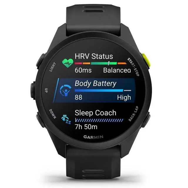 Alt view image 3 of 6 - Forerunner 70, 1.2" AMOLED GPS Running Watch, Training Readiness, 13-Day Battery, Black, 010-04307-00 w/Deco Essentials 26-Month CPS Enhanced Protection Pack