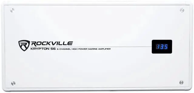 Alt view image 2 of 6 - Krypton S6 Marine/Boat 6-Channel Amplifier, Class A/B | PA Microphone Included, Bass Knob, 660W RMS/2600 Peak Dyno-Certified, Digital Volt Display, Rustproof, MOSFET