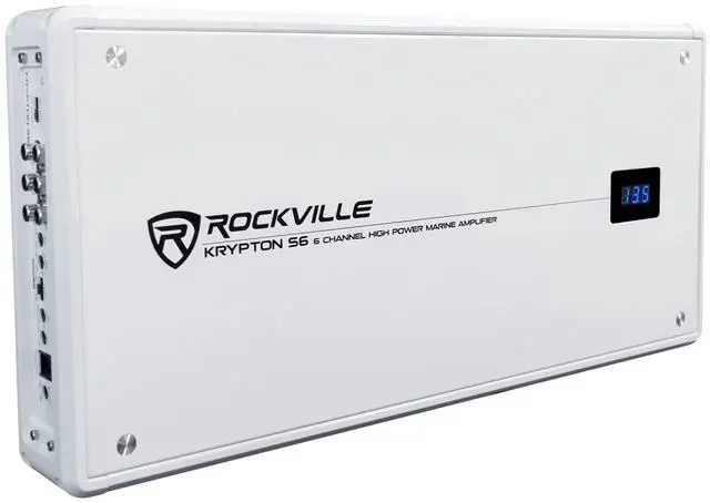 Alt view image 4 of 6 - Krypton S6 Marine/Boat 6-Channel Amplifier, Class A/B | PA Microphone Included, Bass Knob, 660W RMS/2600 Peak Dyno-Certified, Digital Volt Display, Rustproof, MOSFET