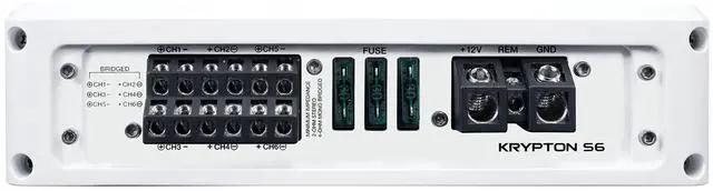 Alt view image 5 of 6 - Krypton S6 Marine/Boat 6-Channel Amplifier, Class A/B | PA Microphone Included, Bass Knob, 660W RMS/2600 Peak Dyno-Certified, Digital Volt Display, Rustproof, MOSFET