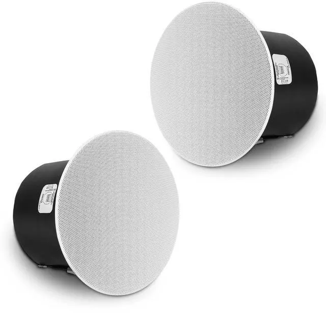 Main image of Pair of 6.5" Coaxial in-Ceiling Speakers with Metal Backcan and Tile Rails, 70V/100V/8-Ohm Switchable, Magnetic Grill for Home Theater, White (STCS6C-PAIR)