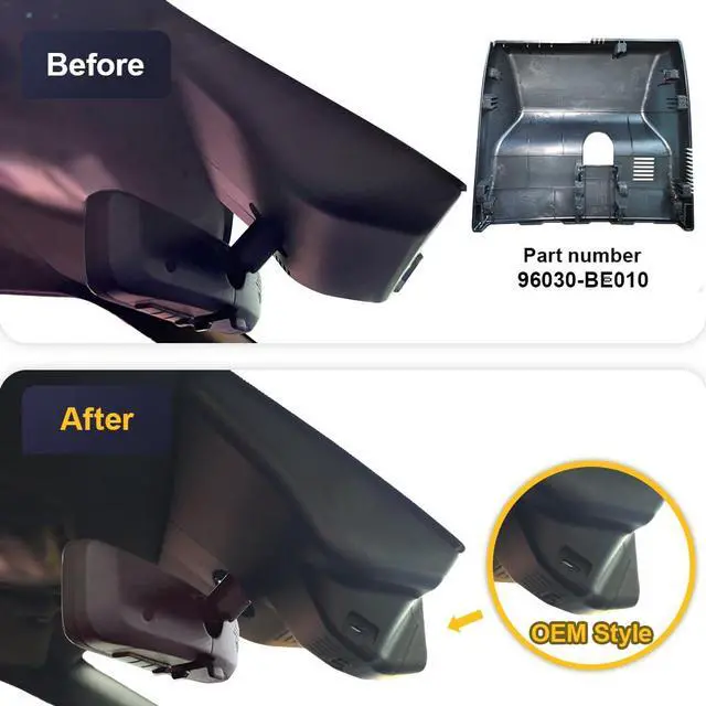 Alt view image 3 of 6 - Front 4K+Rear 1080P Dash Cam Adapts for Hyundai Kona 2023 2024 2025 & Kona Electric (Part No#BE010), Integrated OEM Look, Dual Loop Recording, WiFi & APP, G-Sensor, Easy to Use, 128GB Card
