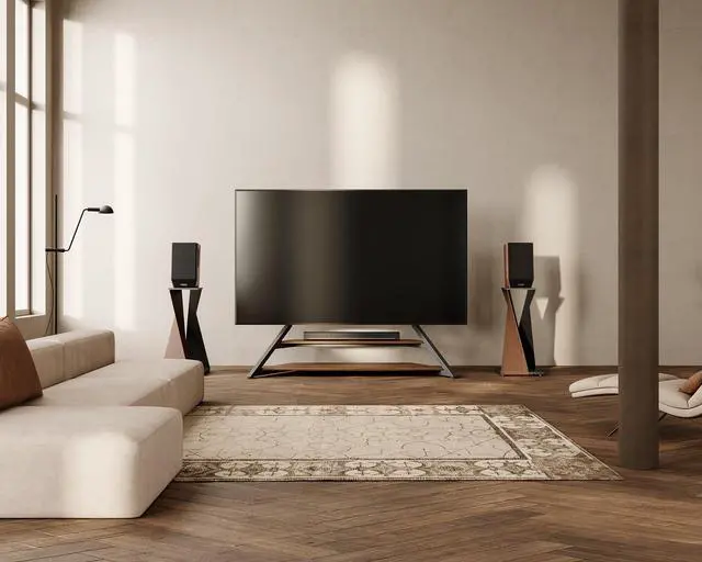 Alt view image 2 of 6 - Universal Modern Speaker Stand up to 66lbs, 1 Pack | Floor Speaker Stand with 27.55" Height, Universal Bookshelf Speaker Stands for Living Room Bedroom Studio, Eiffel Series