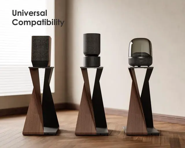 Alt view image 3 of 6 - Universal Modern Speaker Stand up to 66lbs, 1 Pack | Floor Speaker Stand with 27.55" Height, Universal Bookshelf Speaker Stands for Living Room Bedroom Studio, Eiffel Series