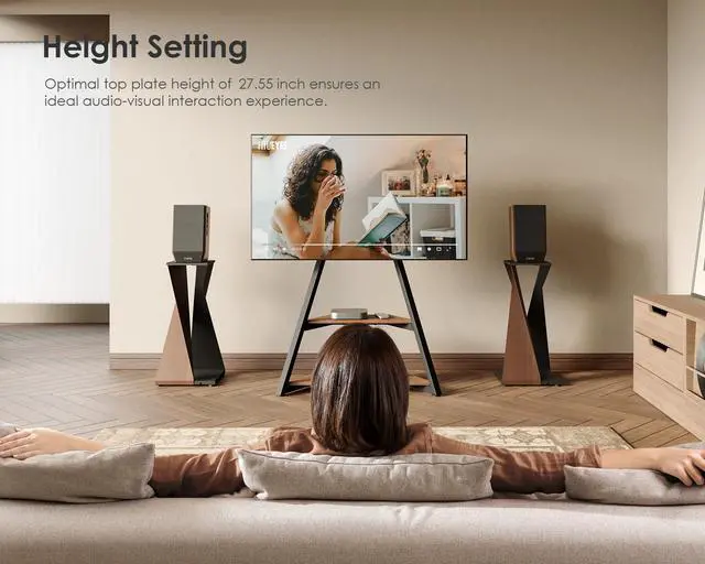 Alt view image 4 of 6 - Universal Modern Speaker Stand up to 66lbs, 1 Pack | Floor Speaker Stand with 27.55" Height, Universal Bookshelf Speaker Stands for Living Room Bedroom Studio, Eiffel Series
