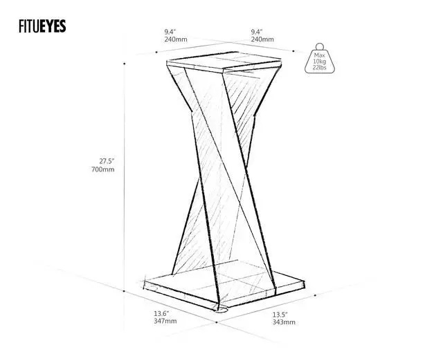 Alt view image 6 of 6 - Universal Modern Speaker Stand up to 66lbs, 1 Pack | Floor Speaker Stand with 27.55" Height, Universal Bookshelf Speaker Stands for Living Room Bedroom Studio, Eiffel Series