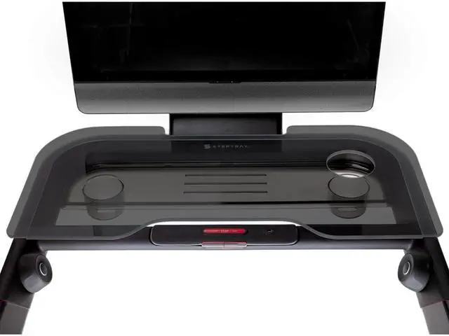 Main image of StepTray+ Walking Desk Attachment for Peloton Tread+, Dark, Made in USA | Made in USA holder for laptop, tablet, phone and book; compatible with Peloton Tread Plus only