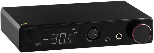 Main image of Topping L70 Fully Balanced NFCA Headphone Amp - 4-Pin-XLR/4.4mm Balanced/6.35mm SE Headphone Jacks Amplifier 7500mW x 2 Ouput R2R Volume Control HiFi Amp Audio Hi-Res Preamplifier(Black)