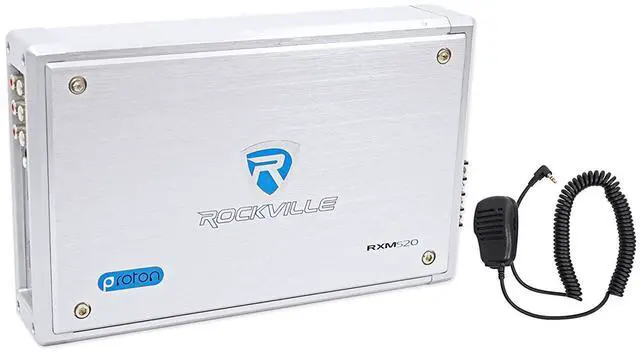 Main image of RXM-S20 4-Channel Micro Marine/ATV Amplifier 1600W Peak/400W RMS | Class A/B, MOSFET Power Supply, Water-Resistant, PA Mic with Talkover, Bass EQ, 2-Ohm Stable, 4-Ohm Bridgeable, RCA Output