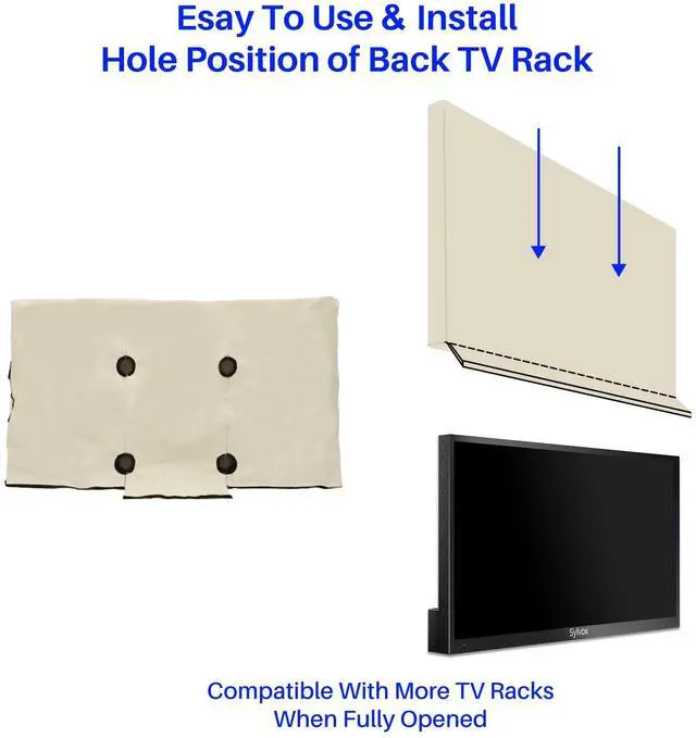 Alt view image 3 of 6 - Outdoor TV Cover for 70-75 Inch Flat Screen TVs, All-Weather 600D Waterproof & Dust-Proof Protection, Weatherproof Design with Remote Control Pocket, Compatible with Multiple Mounting Options