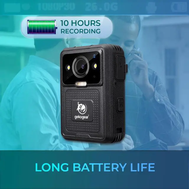Alt view image 2 of 6 - 4K UHD Body Camera with GPS Night Vision WiFi Loop Recording 128GB IP67 | 4K Ultra HD video recording, 130 degree wide angle lens, password protected system, 10 hour long battery life, built-in GPS