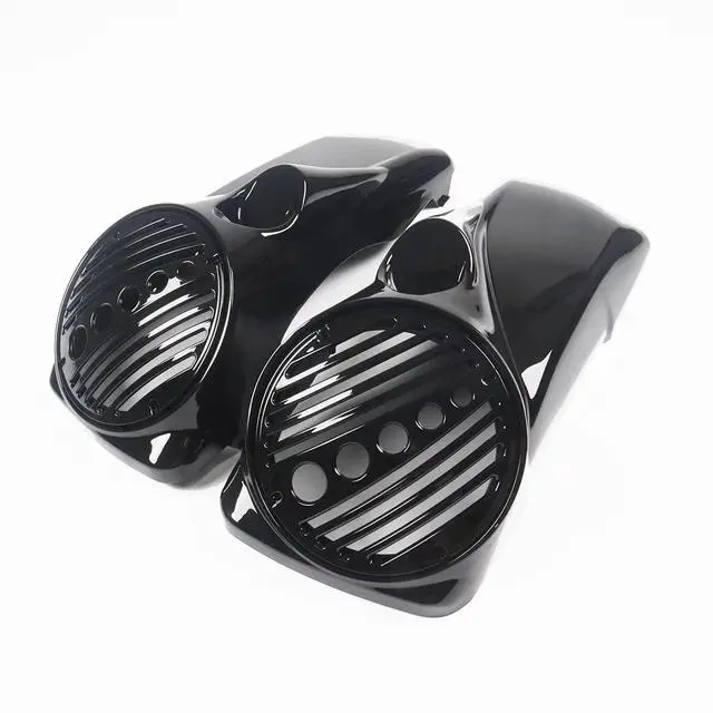 Alt view image 2 of 6 - Vivid Black 8" Speaker Lids w/Tweeter Port for 1994-2013 Harley Touring Models