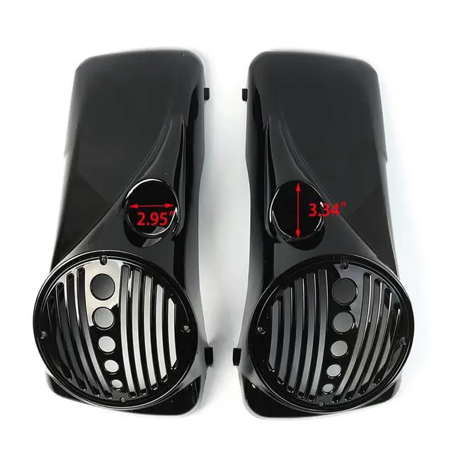 Alt view image 3 of 6 - Vivid Black 8" Speaker Lids w/Tweeter Port for 1994-2013 Harley Touring Models