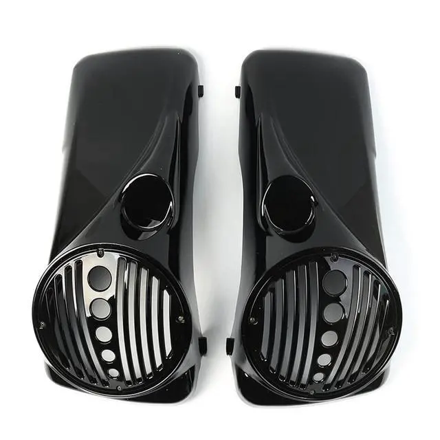 Alt view image 6 of 6 - Vivid Black 8" Speaker Lids w/Tweeter Port for 1994-2013 Harley Touring Models
