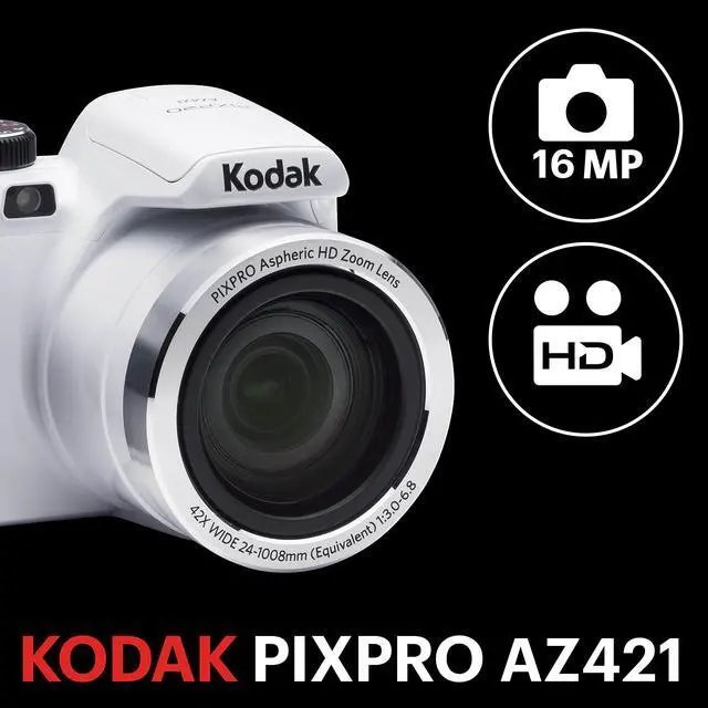 Alt view image 2 of 6 - PIXPRO Astro Zoom AZ421-WH 16MP Digital Camera with 42X Optical Zoom and 3" LCD Screen (White)