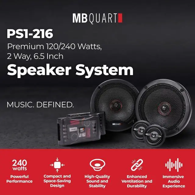 Alt view image 2 of 6 - PS1-216 Premium 6.5" Car Speakers - 240W, 2-Way Component, 4 OHMS, with Grills, Superior Bass & Clear Highs for an Unmatched Audio Experience in Your Vehicle