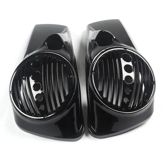 Alt view image 2 of 6 - Vivid Black 8" Speaker Lids w/Tweeter Port for Harley Touring Models 2014-up