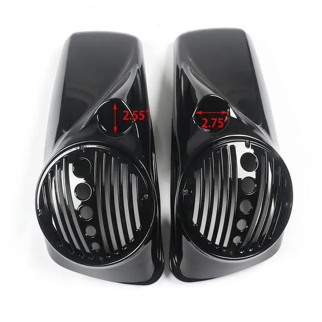 Alt view image 3 of 6 - Vivid Black 8" Speaker Lids w/Tweeter Port for Harley Touring Models 2014-up
