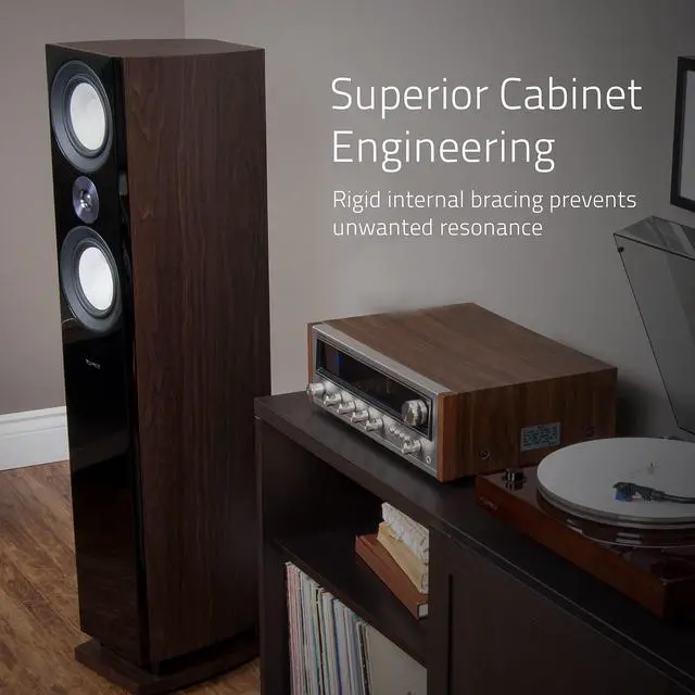 Alt view image 4 of 6 - Reference High Performance 2-Way Center Channel Speaker for Enhanced Dialogue and Vocals in Home Theater Surround Sound Systems - Walnut (XL8CW)