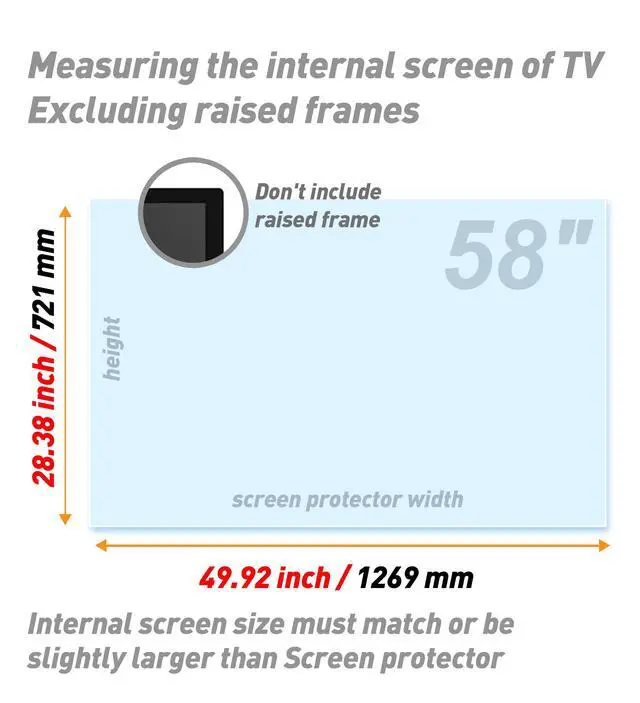 Alt view image 6 of 6 - 2026 Anti Glare Film for 58 TV Screen, Blue Light Filter and Glare Reducer, Indoor Outdoor Glare TV Shield for Clear Viewing (58" 1270)