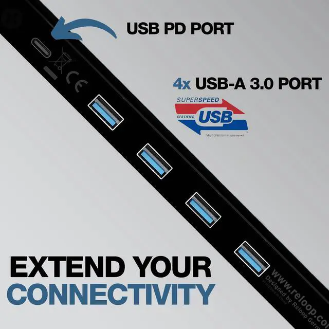 Alt view image 4 of 6 - Advanced Laptop Stand with USB-C PD Hub (AMS, black (AMS-STAND-HUB)