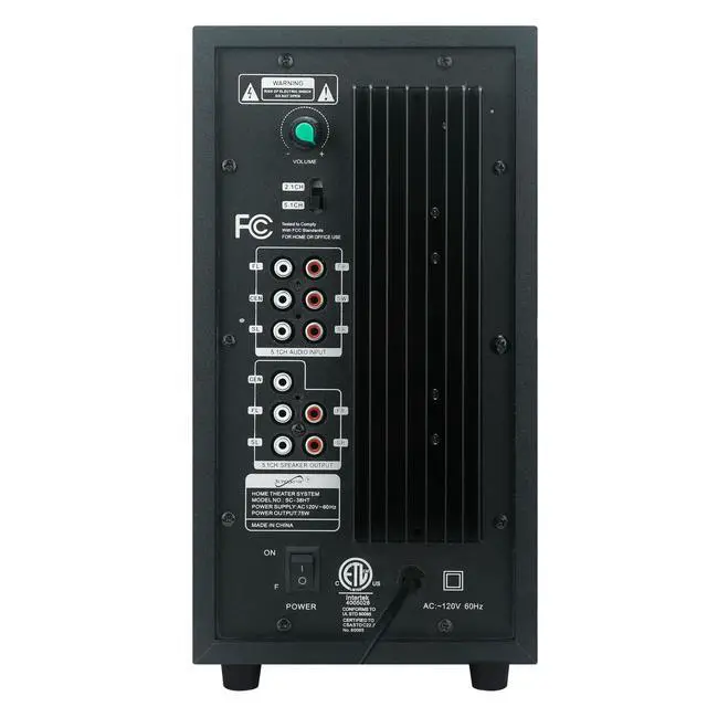 Alt view image 5 of 5 - SC-38HT 5.1 Surround Channel DVD Home Theater System with DVD/CD Support, Karaoke Mic Jacks, USB Input, FM Radio, 75W Speaker Output, Multi-Language Support, and Remote Control!