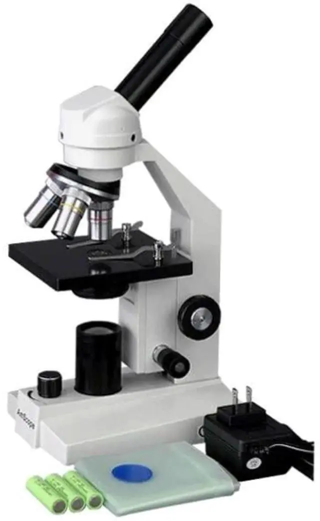 Main image of M200-LED Cordless Monocular Compound Microscope, WF10x Eyepiece | 40X-400X Magnification Range Compound Biological Microscope Cordless Battery Powered Built-In LED Illumination