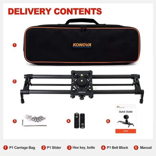 Alt view image 2 of 6 - P1 Series Carbon Camera Slider Dolly Parallax Panorama Shot for Camera, Mobile Phone, DSLR, Mirrorless with Bag (60cm (23.6 inch))