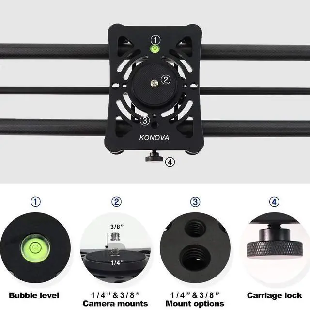 Alt view image 3 of 6 - P1 Series Carbon Camera Slider Dolly Parallax Panorama Shot for Camera, Mobile Phone, DSLR, Mirrorless with Bag (60cm (23.6 inch))