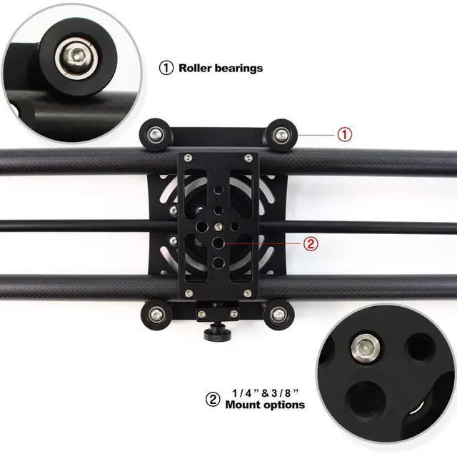 Alt view image 4 of 6 - P1 Series Carbon Camera Slider Dolly Parallax Panorama Shot for Camera, Mobile Phone, DSLR, Mirrorless with Bag (60cm (23.6 inch))