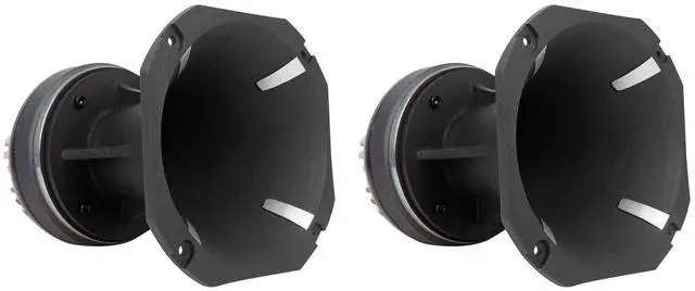 Main image of HT120 2" Car/Pro Aluminum Horn Titanium Tweeter, 2-Pack | 360W Peak / 120W RMS, Compression Driver, 34 oz Magnet, Kapton Coil, Ferro Fluid Cooling, 8 Ohms, Bolt-On, Shallow Mount
