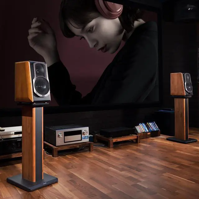 Alt view image 4 of 6 - S3000PRO Bookshelf Speakers Stands for Surround Sound, Heavy Duty 25.6 Inch Floor Stand, Easy Assembly Wood Grain Floorstanding Speaker Supports 1 Pair