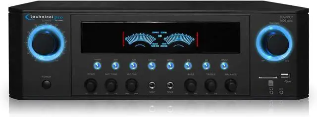 Main image of Professional 1000 Watts Home Stereo Receiver with USB and SD Card Inputs | MP3 (AUX), 2 Mic Inputs, Recorder, Wireless Remote, FM Digital Tuner