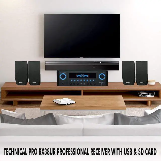 Alt view image 5 of 6 - Professional 1000 Watts Home Stereo Receiver with USB and SD Card Inputs | MP3 (AUX), 2 Mic Inputs, Recorder, Wireless Remote, FM Digital Tuner