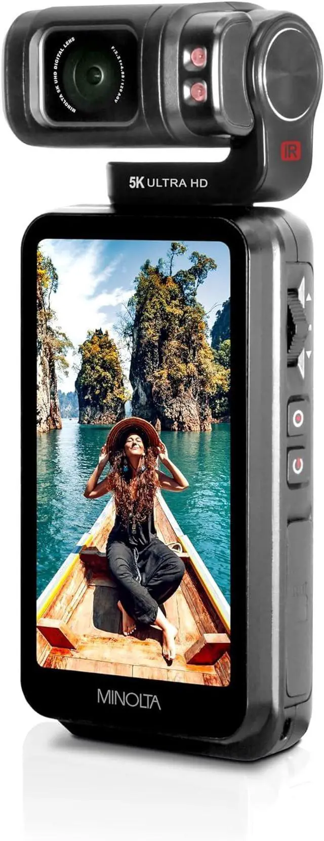 Alt view image 2 of 6 - MN5KGP1 5K Ultra HD / 20 MP Handheld Pocket Camcorder w/Motorized Tilting Lens Head Bundle with Accessories