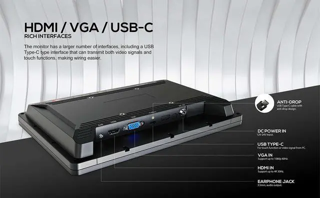 Alt view image 5 of 6 - FA1019/C 10.1" 1500 NITS high brightness FHD 1000:1 HDMI/VGA Supports 4K 30Hz with Flip image function for Teleprompter (FA1019C+VESA STAND)
