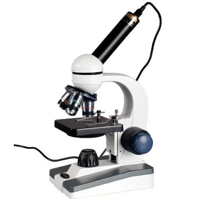 Alt view image 2 of 6 - M150C-E-I 1000X LED Cordless All-Metal Framework Full-Glass | 40X-1000X Magnification Range USB 2.0 Connectivity Compound Biological Microscope All-Metal Construction Cordless