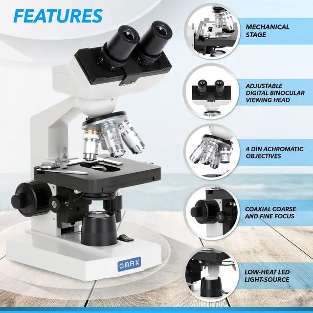 Alt view image 2 of 6 - M82ES-SC100-LP100 2000X Binocular Compound LED Microscope+Blank | 40X-2000X Magnification Range Optical Grade Cleaning Paper For Microscope & Camera Lenses Compound Biological
