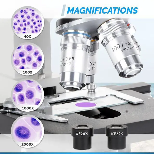 Alt view image 6 of 6 - M82ES-SC100-LP100 2000X Binocular Compound LED Microscope+Blank | 40X-2000X Magnification Range Optical Grade Cleaning Paper For Microscope & Camera Lenses Compound Biological