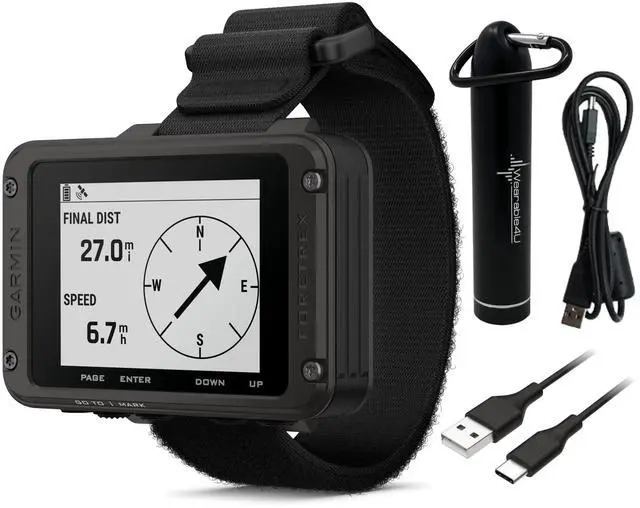 Main image of Garmin Foretrex 801 Wrist-Mounted GPS Navigator with Tactical Features,with Strap with AAA Batteries and E-Bank Bundle