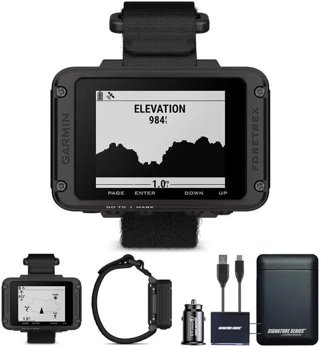 Main image of Garmin Foretrex 801 Wrist-Mounted GPS Navigator with Strap | Upgraded Multi-Band GNSS, Easy-Read Screen, Tactical Features, Rugged Design, Longer Battery Life | Signature Series Power Bundle