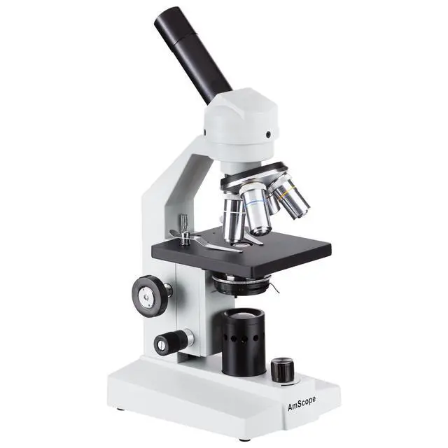 Alt view image 2 of 6 - M500B-LED Cordless Monocular Compound Microscope, WF10x and WF20x | 40X-2000X Magnification Range Compound Biological Microscope Cordless Battery Powered Built-In LED Illumination