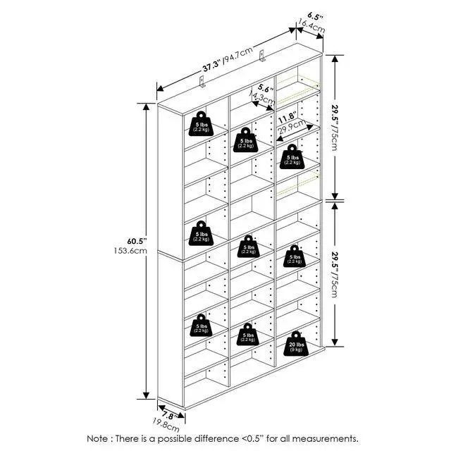 Alt view image 2 of 5 - 24-Shelf Wide CD Rack, 8 x 3 DVD Storage Cabinets with Adjustable Shelves, Easy Assembly DVD Shelf, Media Shelf for CD Blueray Game Disc, for Home Office, Living Room, White