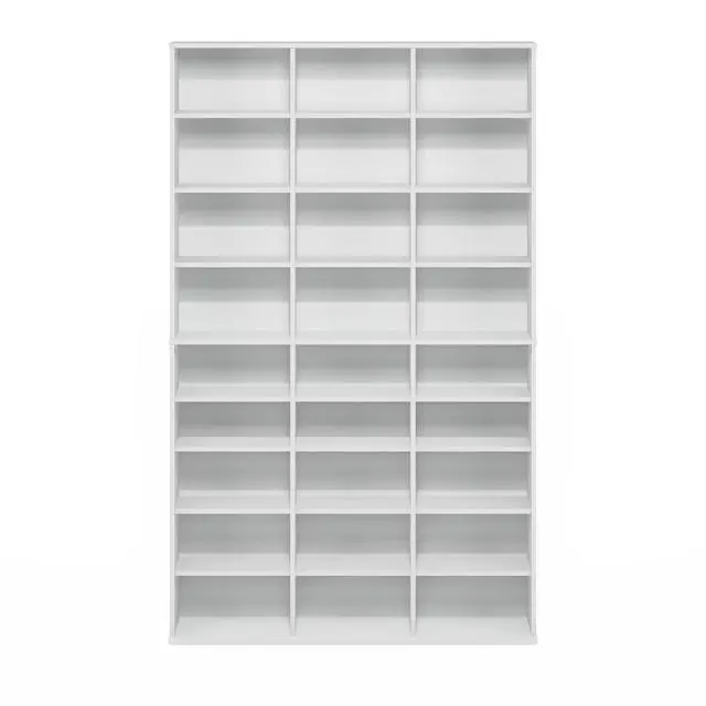 Alt view image 4 of 5 - 24-Shelf Wide CD Rack, 8 x 3 DVD Storage Cabinets with Adjustable Shelves, Easy Assembly DVD Shelf, Media Shelf for CD Blueray Game Disc, for Home Office, Living Room, White