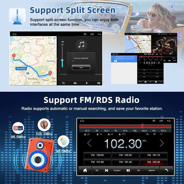 Alt view image 5 of 6 - Double Din Upgrade Car Stereo for Dodge Charger 2015-2021, 2+64G | w/Carplay Android Auto, 2+64G Android 14 Car Player w/8.4In Touchscreen GPS Bluetooth WiFi FM RDS SWC Backup Camera & Mic