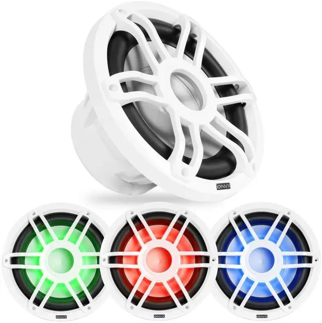 Main image of MV104W 10" Marine Subwoofer with RGB LED Lighting (White) | 500W Peak, 250W RMS, Single 4 Ohm V-Series Marine Sub, IP65 Water Resistant