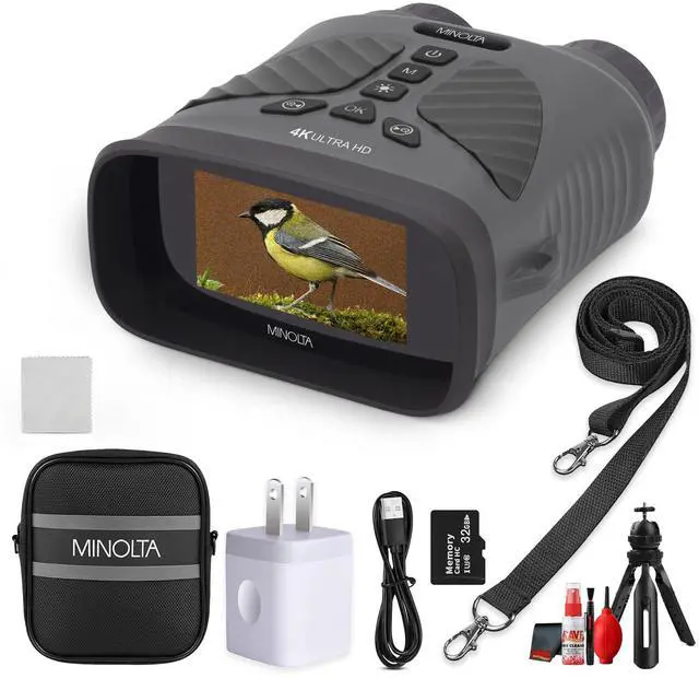 Main image of MNDM10B 10x25 Night Vision Monocular 4K Camera 48MP (Gray) Bundle with Cleaning Kit + USB Wall Charger