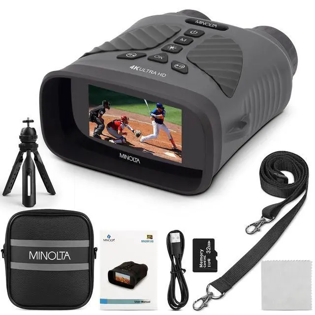 Alt view image 2 of 6 - MNDM10B 10x25 Night Vision Monocular 4K Camera 48MP (Gray) Bundle with Cleaning Kit + USB Wall Charger